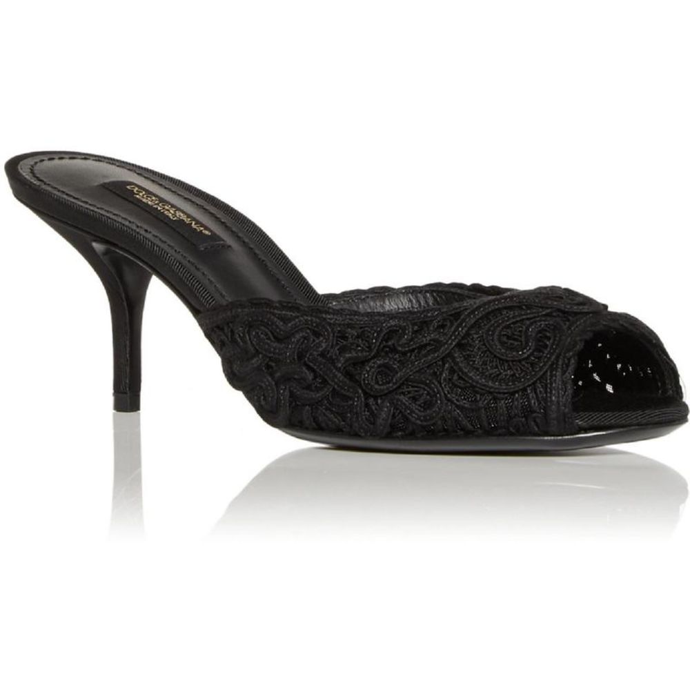 Dolce & Gabbana Womens Black Open Toe Slide Dressy Kitten Heels Shoes NWT